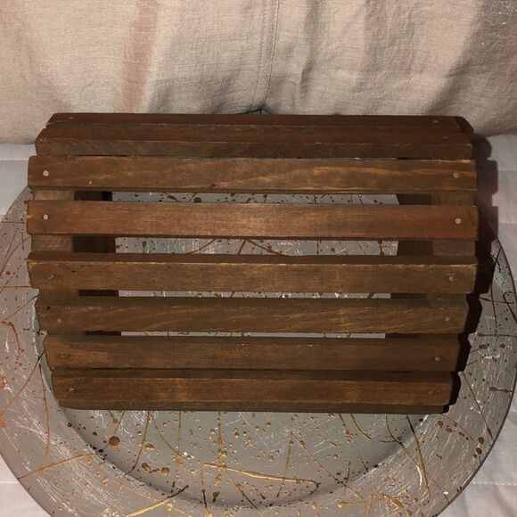 Vintage Brown Handmade Farmhouse Wooden Basket - Picture 7 of 9